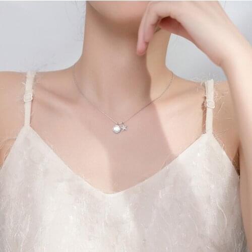 Shell Shape Silver Pendant Necklace 925 Sterling Silver Necklace with Cubic Zirconia Luxury styles
