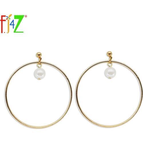 Gifts Fashion Trendy Design Elegant Big Metal Circle Faux Pearl Dangling Earrings for Women Brincos Bijoux