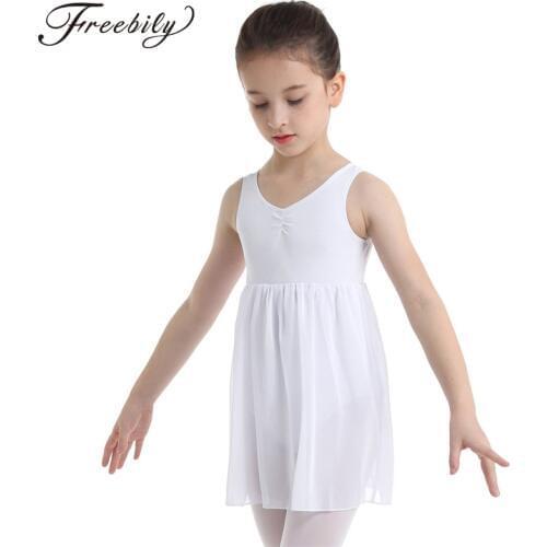New Girls Professional Ballet Tutu Dress Chiffon Sleeveless Ballet Dancing Ballerina Teen Kids Gymnastics Leotard Costume Dress