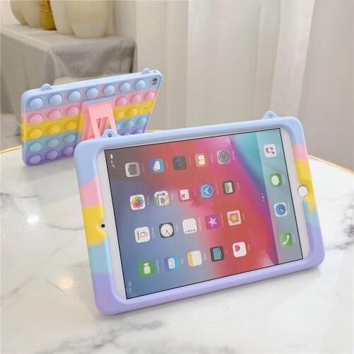 Cute Bubble Cover for IPad 9.7 2018 2017 10.2 8th 7th Air 1 2 3 Air 4 Case for Mini 12345 Silicon PC Stand Handle Funda + Strap