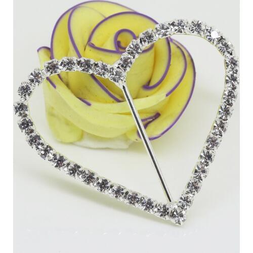 Sweet 5pc Heart rhinestone buckle craft Diamante buckles Diy Wedding Embelishment Ribbon Slider Stunning clear Heart buckle