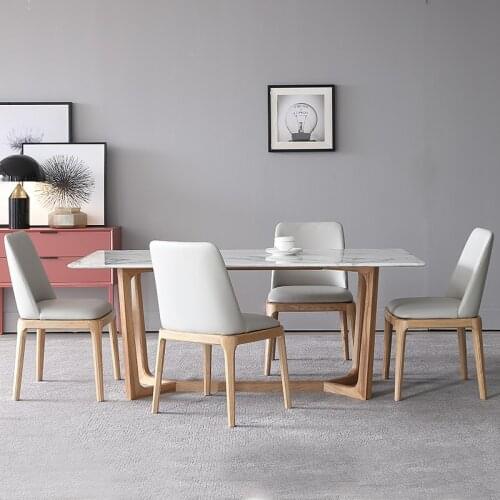 Marble meal Modern simple household rectangular dining table for 4 people Nordic solid wood dining table