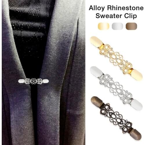 Sweater Clip Cardigan Connecting Button Duck-mouth Clips Diamond-studded Pearl Pin Brooch Shawl Collar Buckles Clothing Decor
