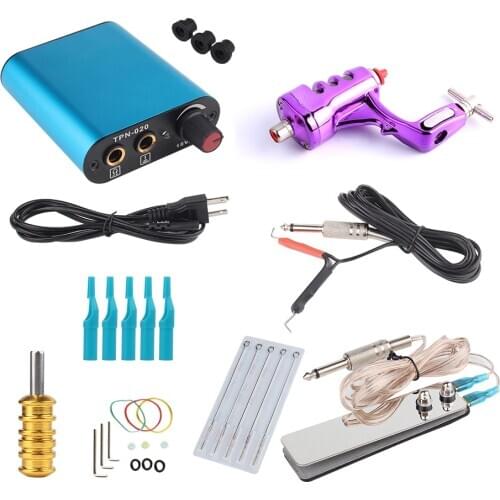 Tattoo Motor Machine Blue Power For Professional Grip Kit Permanent Makeup Hook Line Pedal Tattoo Sets Tattoo Accessories