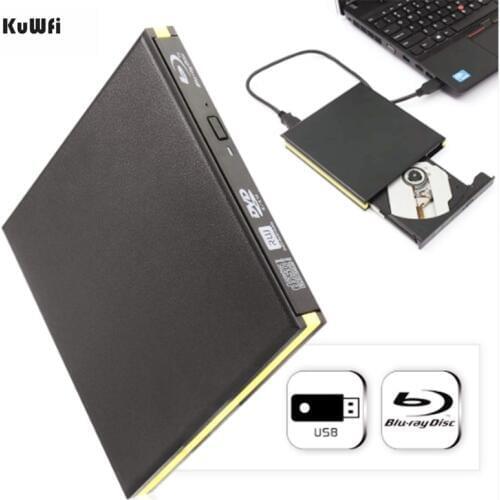 KuWFi USB 3.0 Blu-ray Burner Drive BD-RE External DVD Recorder DVD-RAM 3D Player for Laptop/PC