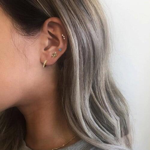 WTLTC 925 Sterling Sliver Mini Tiny Star Stud Earrings for Women Small Zircon Post Earrings Simple Ear Cartilage Earrings Studs