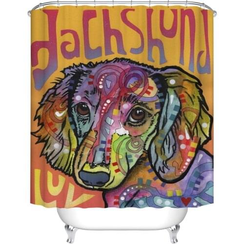 Dog Animals Design Polyester Fabric Shower Curtain Waterproof and Mildewproof Bathroom Curtains for Kids Bath Decor With Hooks