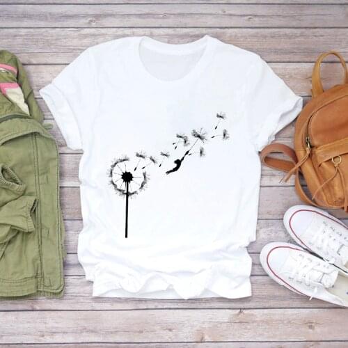 Women Balloon Cartoon Plant Travel Fashion Print Clothes Lady T-shirts Top Womens T Shirt Ladies Graphic Female Tee T-Shirt