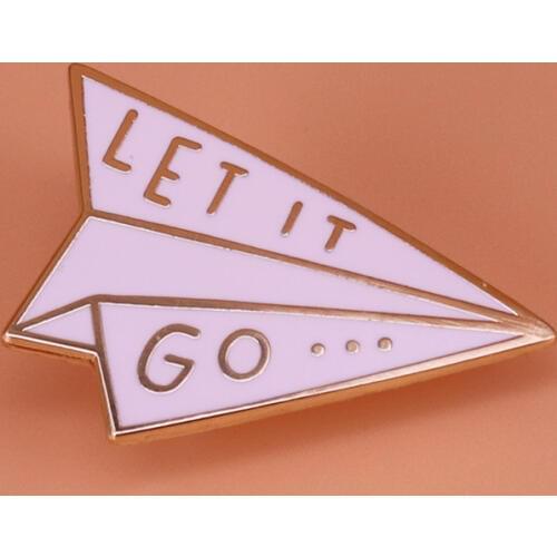 Let it go paper airplane enamel pin a positive simple reminder