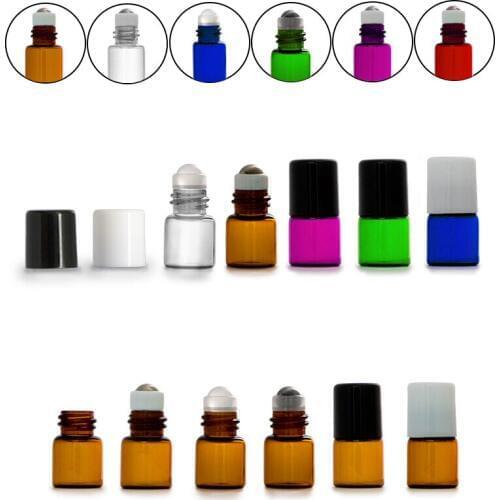 1ml Small Glass Colorful Roller Bottle Fragrance Perfume Bottles Refillable & Portable Perfume Roll On Bottle 1000pcs/lot