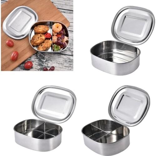 1 Grid /2 Grid/3 Grid Specifications Stainless Steel Square Bento Lunch Box Food Container Storage Dinnerware Portable Lunch Box