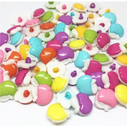 100pcs 15mm Mixed Apple Buttons Sewing Accessories Novelty Baby Shank Dress Button