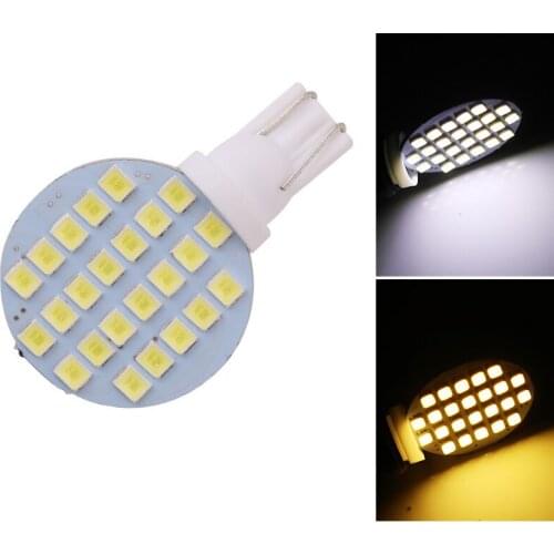 1x Super Bright T10 W5W 24 SMD 3528 LED Panel Car Auto Side Light 194 068 501 LED Wedge Dome Reading Light Lamp Bulb Warm White