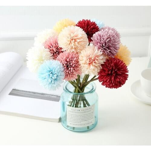 2/3 Branch Artificial Flower Silk Dandelion Chrysanthemum Fake Flowers for Wedding Decor Home Party Hotel Garden Decoration