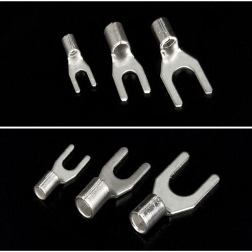 25pcs 10mm2 UT brass cold pressed terminal terminal fork type Y end U type line bare terminal line nose SNB thread ear