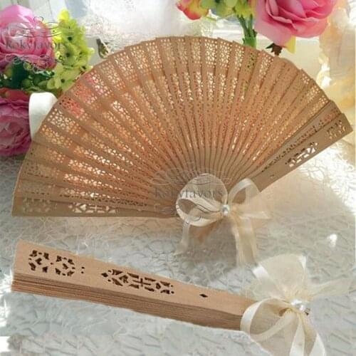FREE SHIPPING 70PCS Laser Cut Wood Fans Wedding Shower Birthday Gifts Wedding Party Giveaways Event Keepsake Supplies