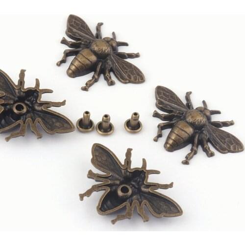 Bronze Bee Cap Rivets Metal Rapid Rivet Antique Rivet Studs For Handbag Feet Bag Feet Purse Supplies Leather Craft 4pcs