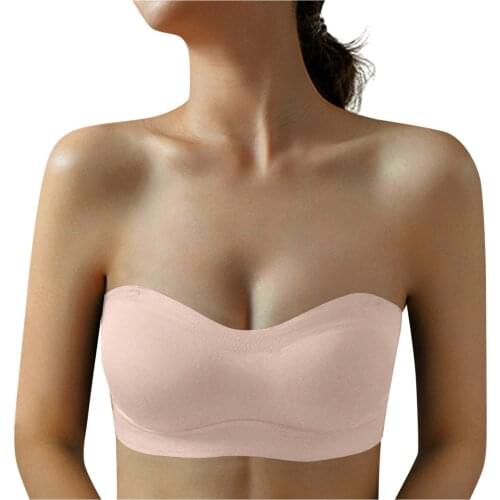 Women Trackless Strapless Push Up Bra Front Closure Bralette Invisible Bras Underwear Lingerie 1/2 Cup Seamless Brassiere