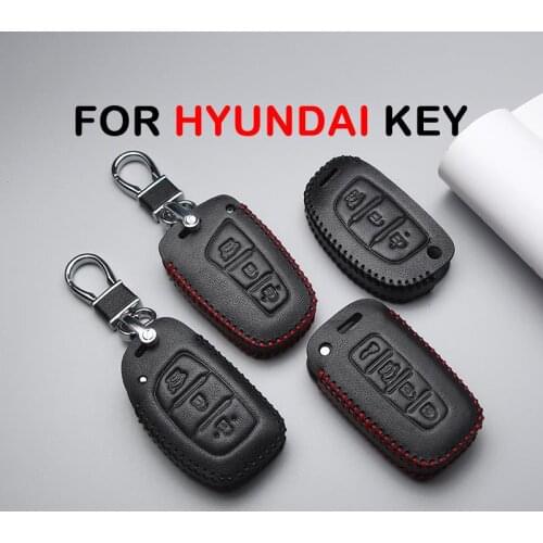 Genuine Leather Car Key Case Cover For Hyundai Solaris I30 IX35 Tucson Accent Elantra Anti-wear Protective Key Shell Car Styling