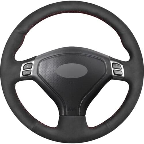 Black Suede DIY Hand-stitched Car Steering Wheel Cover for Subaru Forester 2004-2006 Outback 2004 2005 Legacy 2004-2006