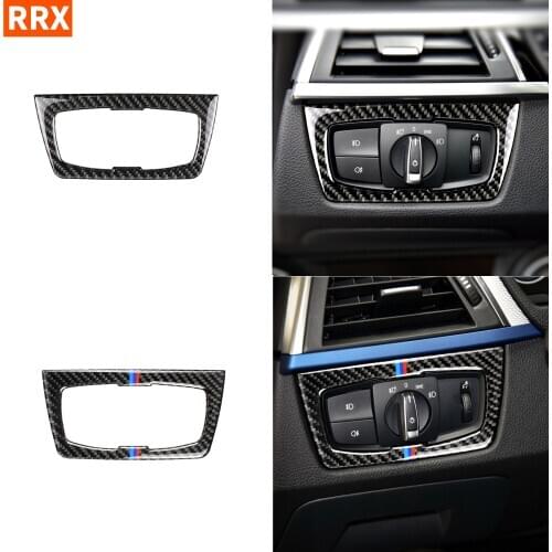 For BMW F30 F34 2013-2017 Headlight Adjust Switch Button Frame Carbon Fiber Sticker Trim Surround Modified Auto Car Accessories