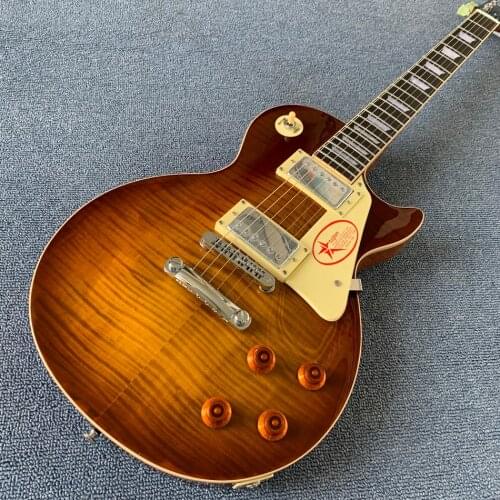 One piece Neck & body electric guitar,tone-pro bridge Tiger Flame in Smoke colour,frets edge binding,free shipping