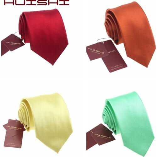 HUISHI Fashion Neckties Classic Mens Plain Color Wedding Ties Gifts Jacquard Woven 100% Waterproof Solid Neck Tie For Men Gift