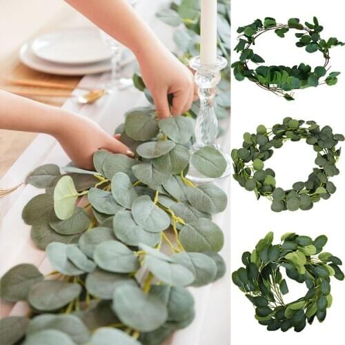Artificial Rose Vine Hanging Flowers For Wall Decoration Rattan Fake Plants Leaves Eucalyptus Garland Wedding Home Decor