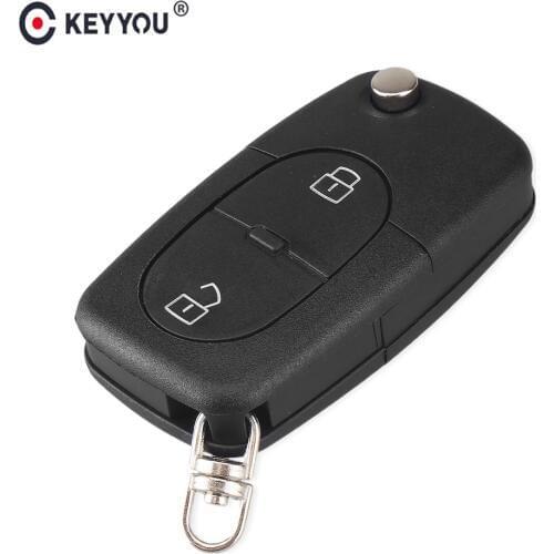 KEYYOU 2 Buttons Flip Folding Car Remote Key Shell Case Cover fit For Audi A2 A3 A4 A6 A8 TT Fob Auto Keys Case