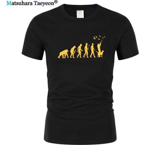 Summer Funny T Shirts Hunt Evolution with Dog T-shirt Mens Casual Cotton Printed TShirt Cotton Short Sleeve Tees Tops