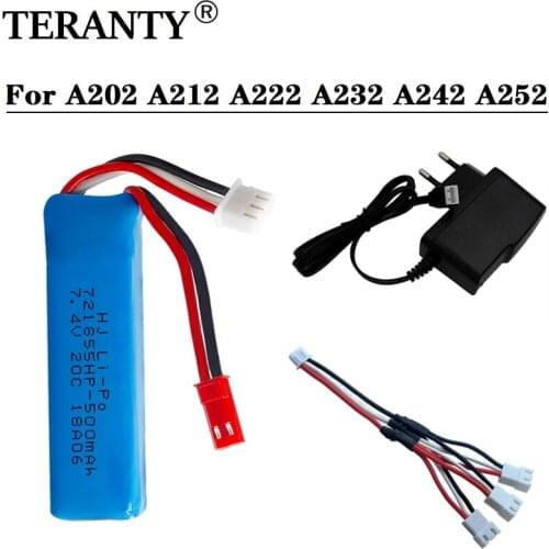 7.4V 500mAh Lipo Battery and battery charger for WLtoys A202 A212 A222 A232 A242 A252 4WD Remote control high speed toy cars