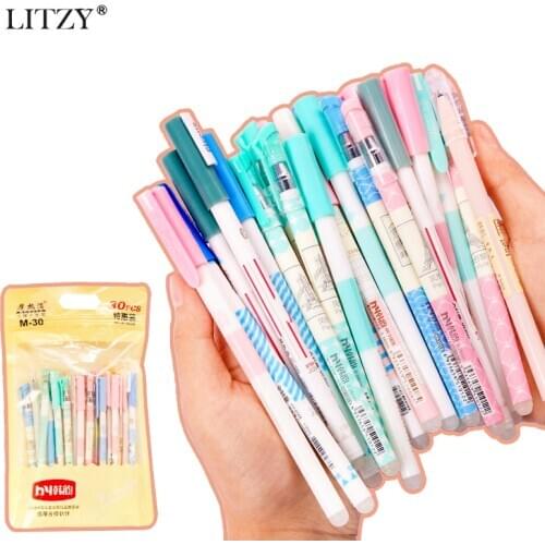 LITZY 30/40/50pcs Erasable Pen Set 0.38mm Blue Black Ink Kawaii Erasable Gel Pens for Kid School Office Stationery Supplies Gift