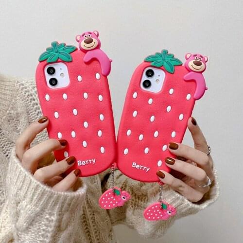 Bear Berry New fashion Phone Case For iPhone 12 Pro Max XR X XS Max 7 8 Plus SE 2020 Soft Back Cover Cartoon Red