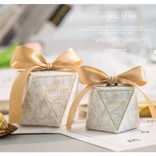 Marble Diamond Wedding Favor and Sweet Gift Bags Candy Box for Wedding Baby Shower Birthday Guests Party Supplies