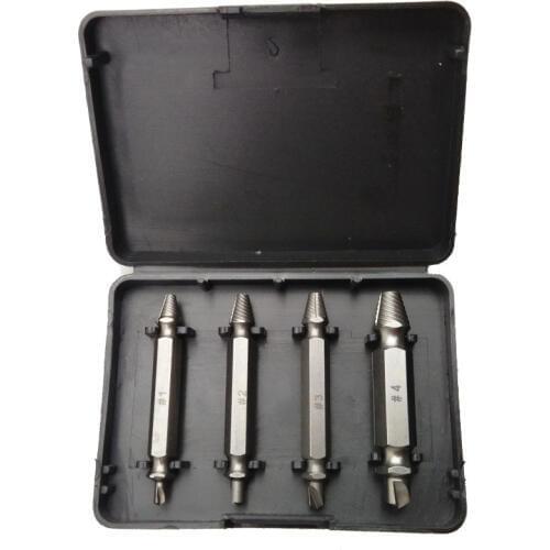 4Pcs Screw Extractor Drill Bits Hand Tool Set Removal Broken Damaged Screw Bolt Out Wood Bolt Stud Remover Tool Kit