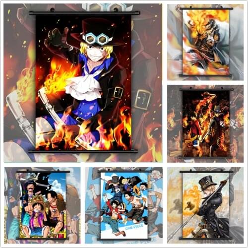 One Piece Monkey D Luffy Sabo Anime manga wall Poster Scroll