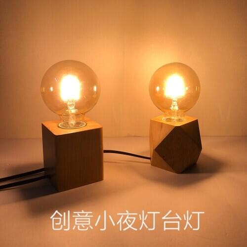 Modern Table lamps Real wooden base lights desk night light e27 holder Mini indoor Desk lamp For Home Bedroom Decor