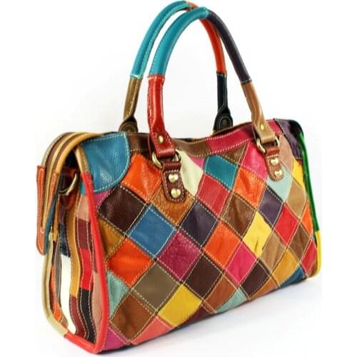 The New Leather Womens Bag One-shoulder Bag Diamond-colored Cowhide Hand-held Slant Bag Handbag Shoulder Bag