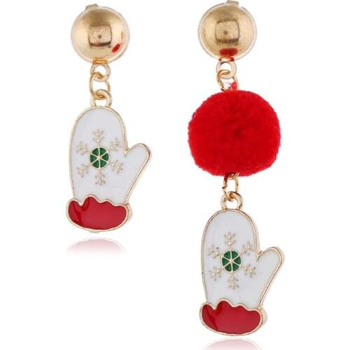 2020 new personality Christmas earrings simple geometric pendant snowflake gloves asymmetric earrings earrings holiday gifts