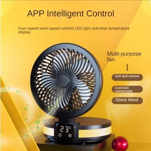 Portable Mini Fan USB Rechargable Aromatherapy APP Touch Switch LED Light Cycle Foldable Desktop Fan Home Office Smart Desktop