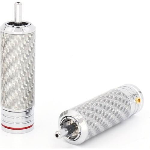 R1720 4pcs Carbon Fiber Rhodium-Plated RCA Plug Connector For DIY Audio Cable