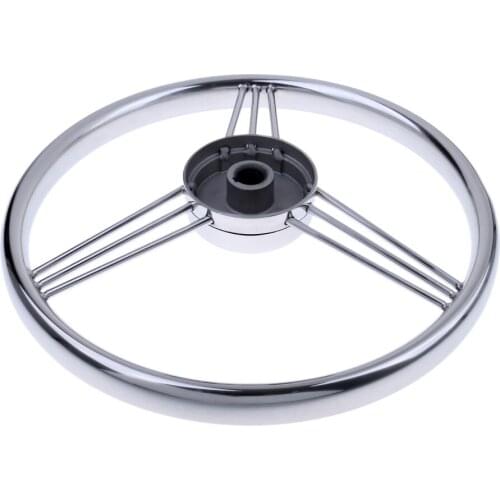 Stainless Steel 13" Steering Wheel with Knob 3 Spoke for Boat Marine Yacht