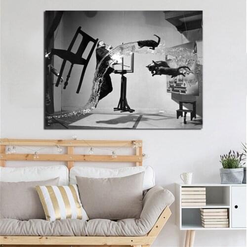 Salvadoer Dalies Cat Surrealism Canvas Painting Print Living Room Home Decor Modern Wall Art Oil Painting Poster Salon Pictures