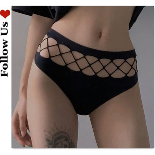 Sexy Underwear Women Elastic Sexy Hollow Fishing Net Seamless Panties Mesh Thong Large Size G String Breathable Lingerie