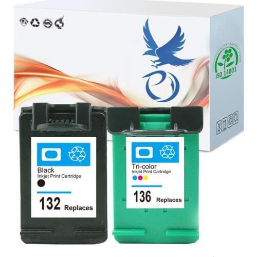132 136 Ink Cartridge Replacement for HP132 136 for HP Photosmart 2573 C3183 Officejet 6213 5443 1513 PSC1513 printer