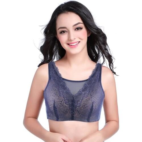 ONEFENG 6026 Super Soft Comfortable Mastectomy Bra 75-95ABC Artificial Breasts Bra with Pockets for Breast Cancer Women