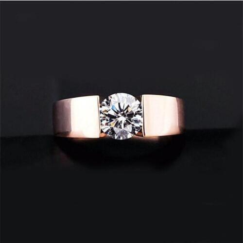 Anniversary Engagement Jewelry Bijoux Wedding Rings for Women Men Couple Promise Band Stainless Steel Crystal Rings