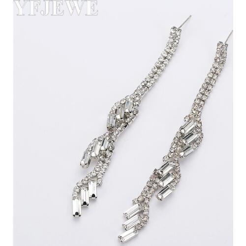 YFJEWE Top Womens Crystal Long Drop Earrings Bohemian Crystal Fashion Silver Plated Jewelry Fashion Drop Earring Women E327
