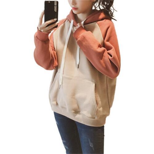 Korean Style Women Soft Loose Sweatshirts Block Letter Print Tops Solid Color Drawstring Hoodies Pullover Autumn Winter