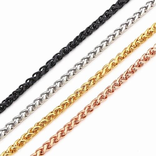 Stainless Steel Wheat Necklace for Men Women 3mm Keel Link Chain Chokers Jewelry Contracted Design